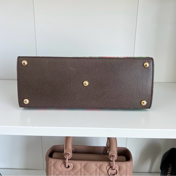 GUCCI ⭐️ Tian GG Floral Print Padlock Top Handle Shoulder Small Bag + Dust Bag - Picture 7 of 16